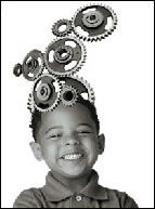 smiling child with gears on his head wizard transmission denver